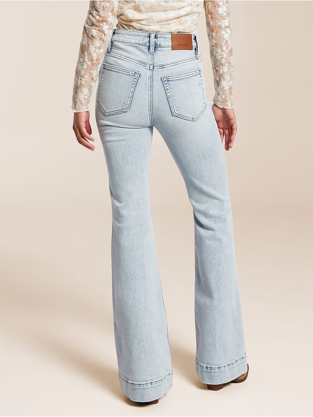 Hidden Happi High-Rise Light Wash Flare Jeans - Women - Picture 3 of 11